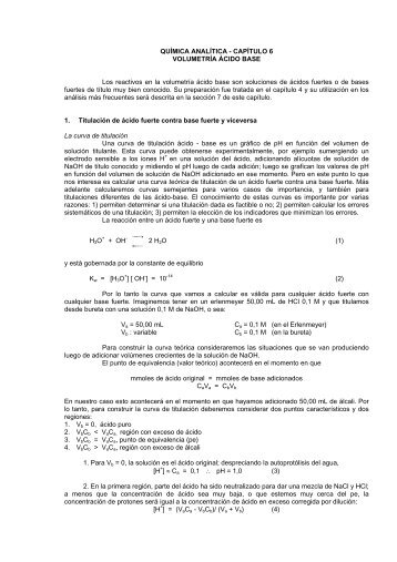 QUÍMICA ANALÍTICA - CAPÍTULO 6 VOLUMETRÍA ÁCIDO BASE ...