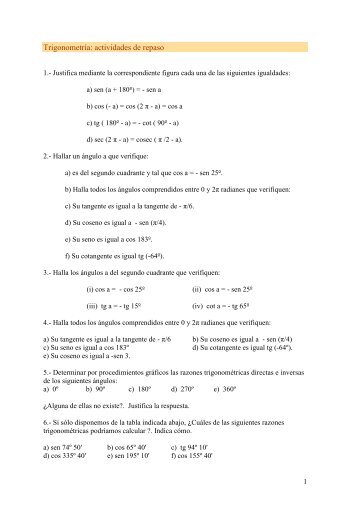 Ejercicios repaso trigonometria - IES Jovellanos