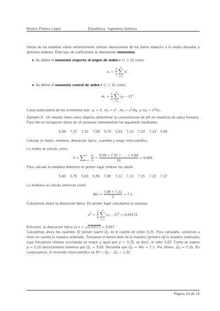 ESTADÍSTICA - Departamento de Estatística e Investigación Operativa