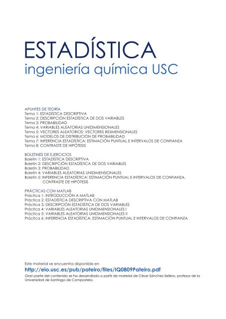 ESTADÍSTICA - Departamento de Estatística e Investigación Operativa