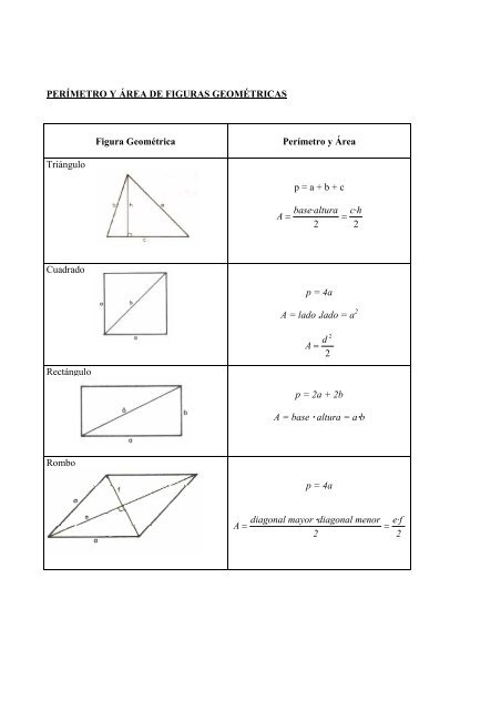 PERÍMETRO Y ÁREA DE FIGURAS GEOMÉTRICAS Figura ...