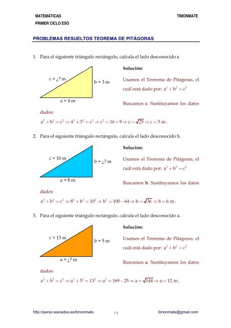 Ejemplos De Teorema De Pitagoras En Triangulos Rectangulos Nuevo Ejemplo