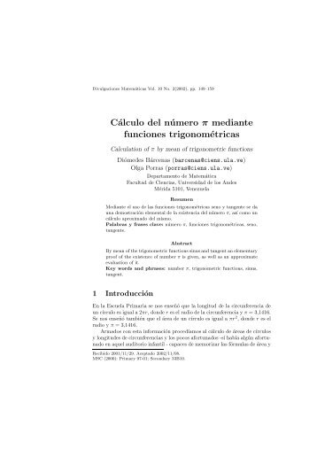 Cálculo del número π mediante funciones trigonométricas