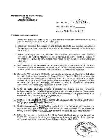 Dec. Alc. Secc. 2 a N° Vitacura 2.5de Mayo - Municipalidad de ...