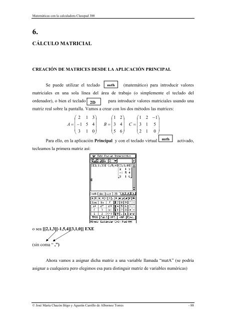 Cálculo matricial - Acta