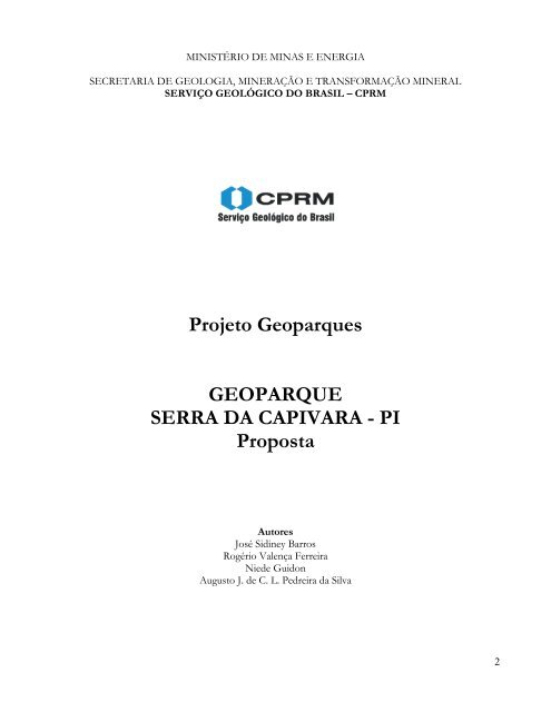 Geoparque Serra da Capivara, PI - CPRM