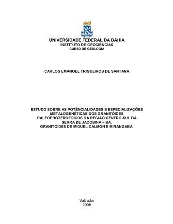 ba, granitóides de miguel calmon e mirangaba. - Universidade ...