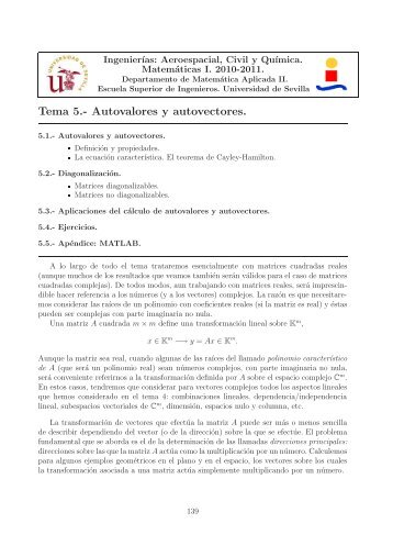 Autovalores y autovectores. - Departamento de Matemática Aplicada II