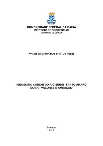 geossítio cânion do rio sergi (santo amaro, bahia): valores e ameaças