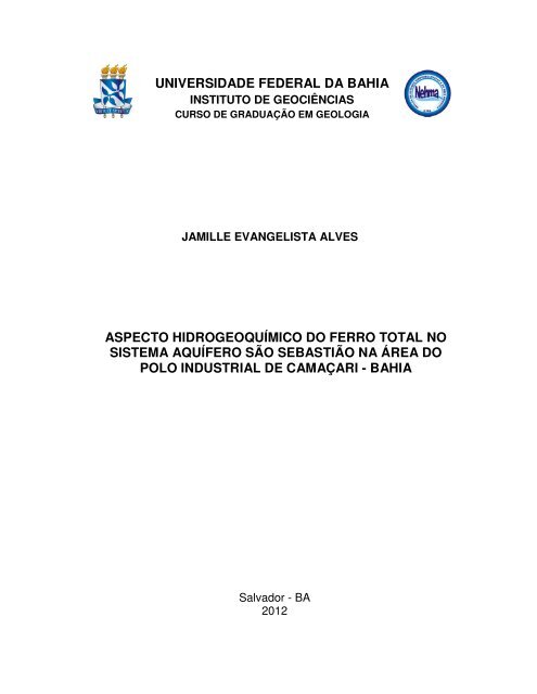 universidade federal da bahia aspecto hidrogeoquímico do ferro