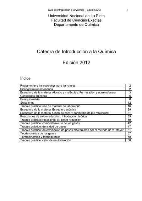 Cátedra de Introducción a la Química Edición 2012 - Cátedras ...