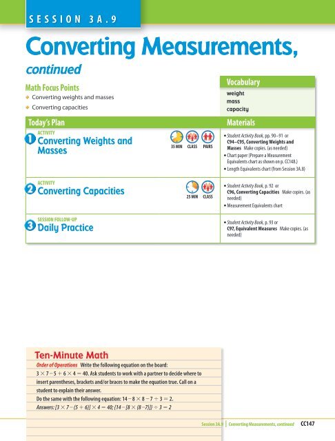 Elementary Measurement Chart