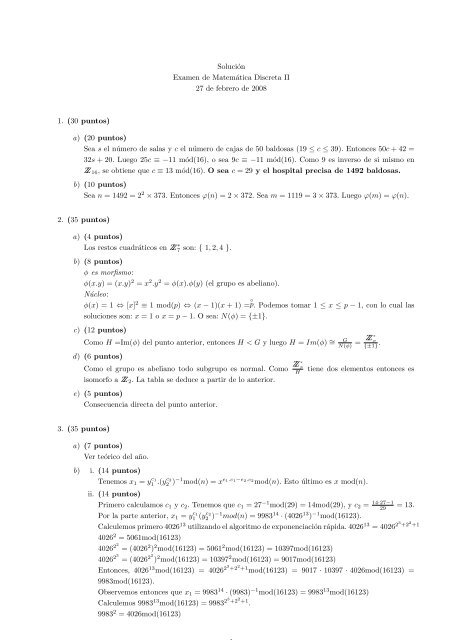 Solución Examen de Matemática Discreta II 27 de febrero ... - IMERL