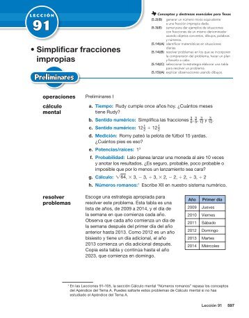 • Simplificar fracciones impropias - Sharyland ISD