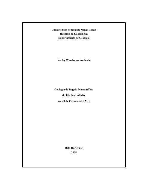 Geologia da Região Diamantífera do Rio Douradinho ao sul de ...