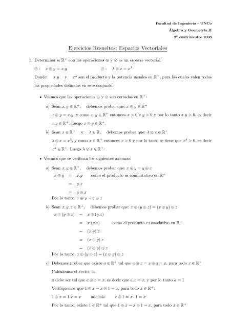 Ejercicios Resueltos: Espacios Vectoriales