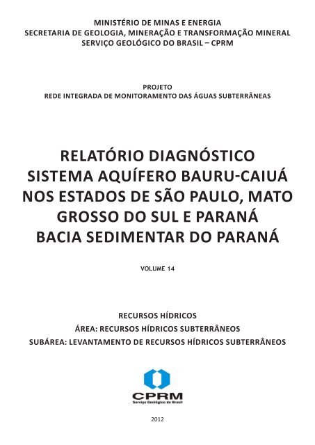 VOLUME 14. Sistema Aquífero Bauru-Caiuá nos Estados ... - CPRM