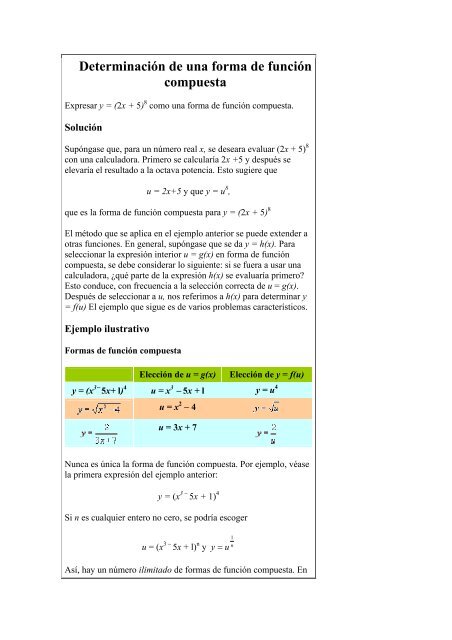 Determinación de una forma de función compuesta