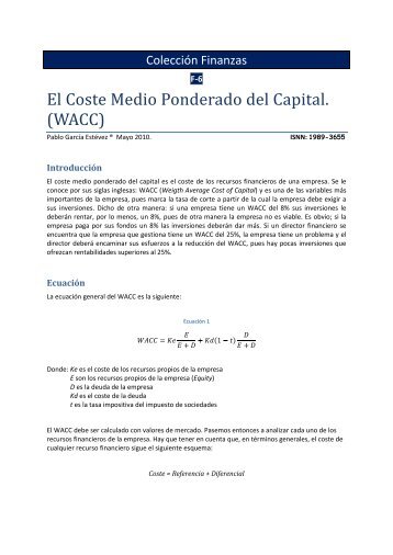 El Coste Medio Ponderado del Capital. (WACC) - Telefonica.net