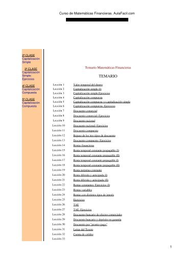 Curso de Matemáticas Financieras. AulaFacil.com