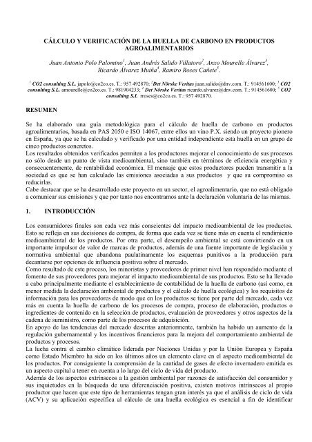 clculo y verificacin de la huella de carbono en productos ...