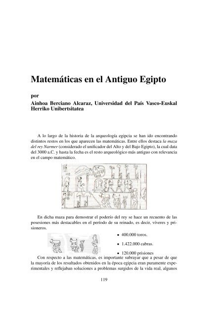 Matemáticas en el Antiguo Egipto - Euskal Herriko Unibertsitatea
