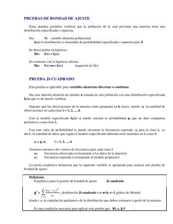 PRUEBAS DE BONDAD DE AJUSTE PRUEBA JI-CUADRADO