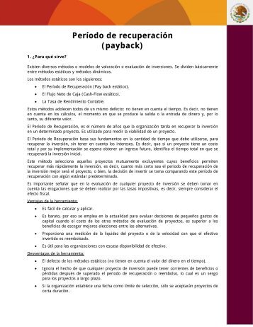 Período de recuperación(payback)