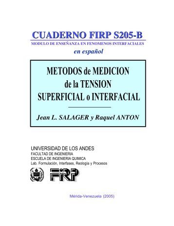 Métodos de medición de la tensión superficial o - Laboratorio FIRP ...