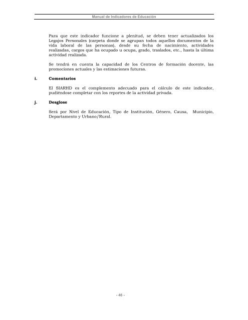 Manual de Indicadores Educativos - Secretaría de Educación