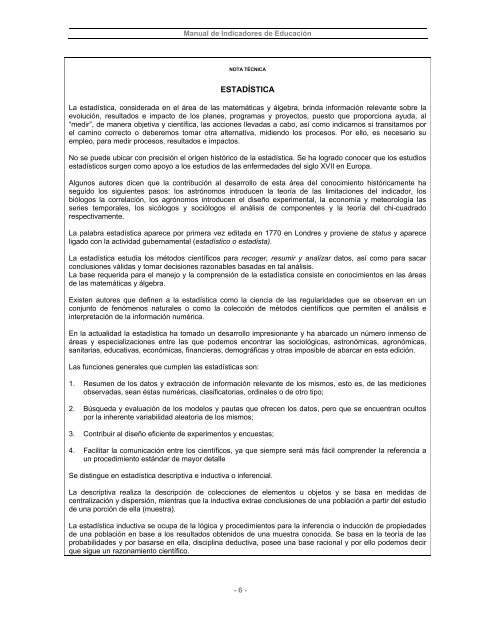 Manual de Indicadores Educativos - Secretaría de Educación