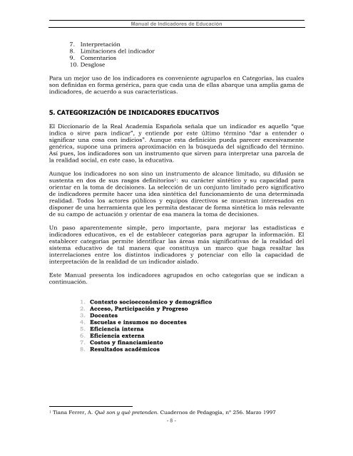 Manual de Indicadores Educativos - Secretaría de Educación