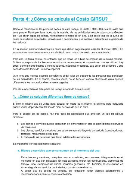 MANUAL PARA EL CÁLCULO DEL COSTO DE LA GESTIÓN ...