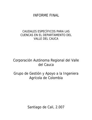 Caudales específicos para las cuencas en el departamento del ...