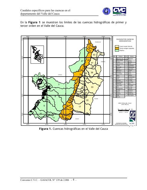 Caudales específicos para las cuencas en el departamento del ...