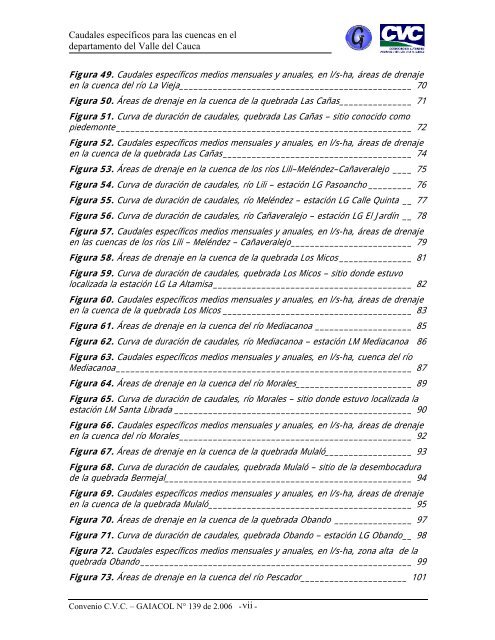 Caudales específicos para las cuencas en el departamento del ...