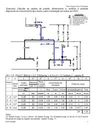 Exercício: Calcular as vazões de projeto, dimensionar e, verificar a ...