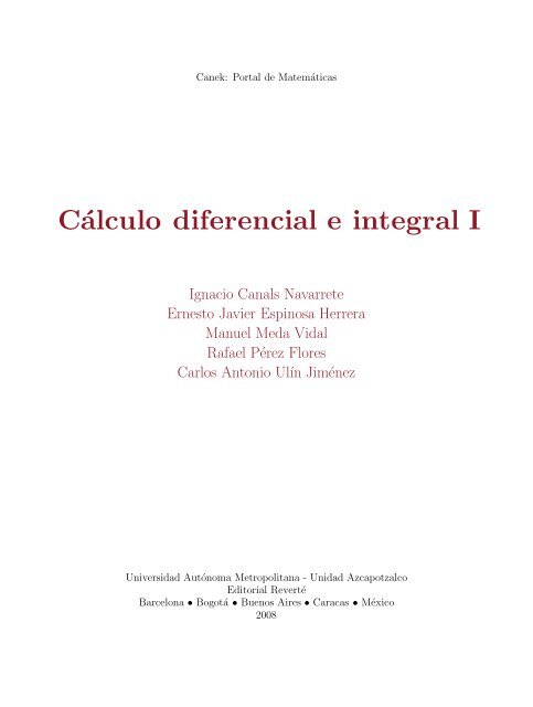 Cálculo diferencial e integral I - Editorial Reverte