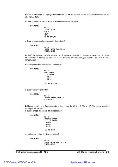 1 instruções básicas para uso da calculadora hp-12c - Unisalesiano