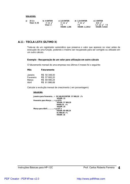 1 instruções básicas para uso da calculadora hp-12c - Unisalesiano