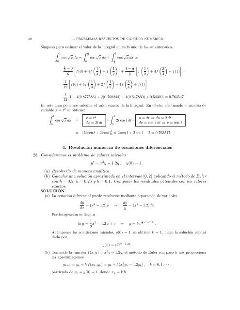 Problemas resueltos de Cálculo Numérico
