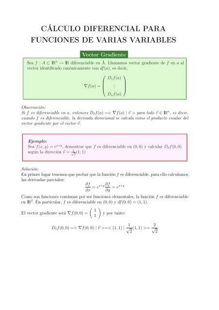 cálculo diferencial para funciones de varias variables