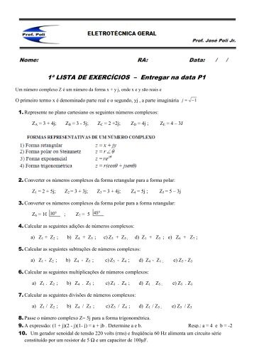 1ª Lista - Eletrotécnica Geral - Prof Poli -b