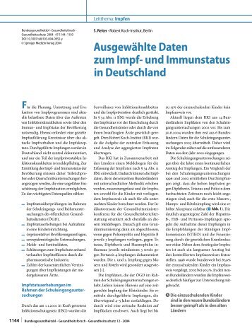 und Immunstatus in Deutschland, Bundesgesundheitsblatt 12 ... - RKI