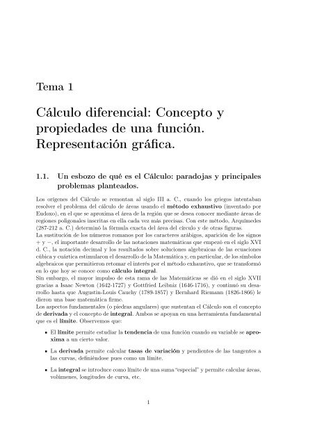 Cálculo diferencial: Concepto y propiedades de una función ...