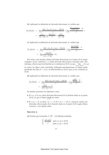 ejercicios de cálculo diferencial en funciones de varias variables