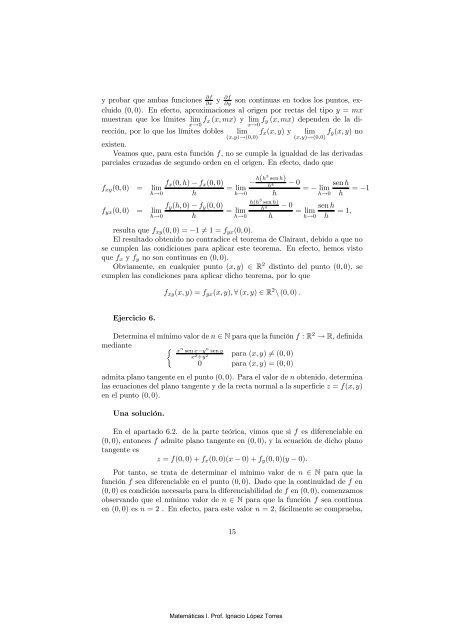 ejercicios de cálculo diferencial en funciones de varias variables