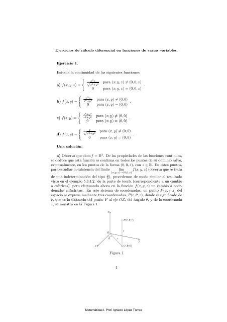 ejercicios de cálculo diferencial en funciones de varias variables