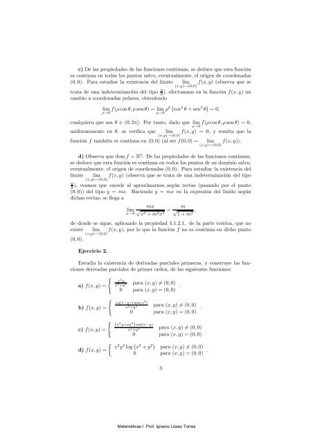 ejercicios de cálculo diferencial en funciones de varias variables