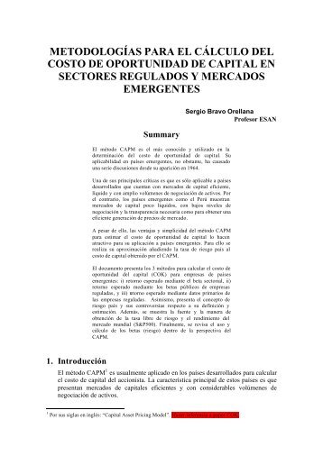 metodologías para el cálculo del costo de ... - IndicePeru.com